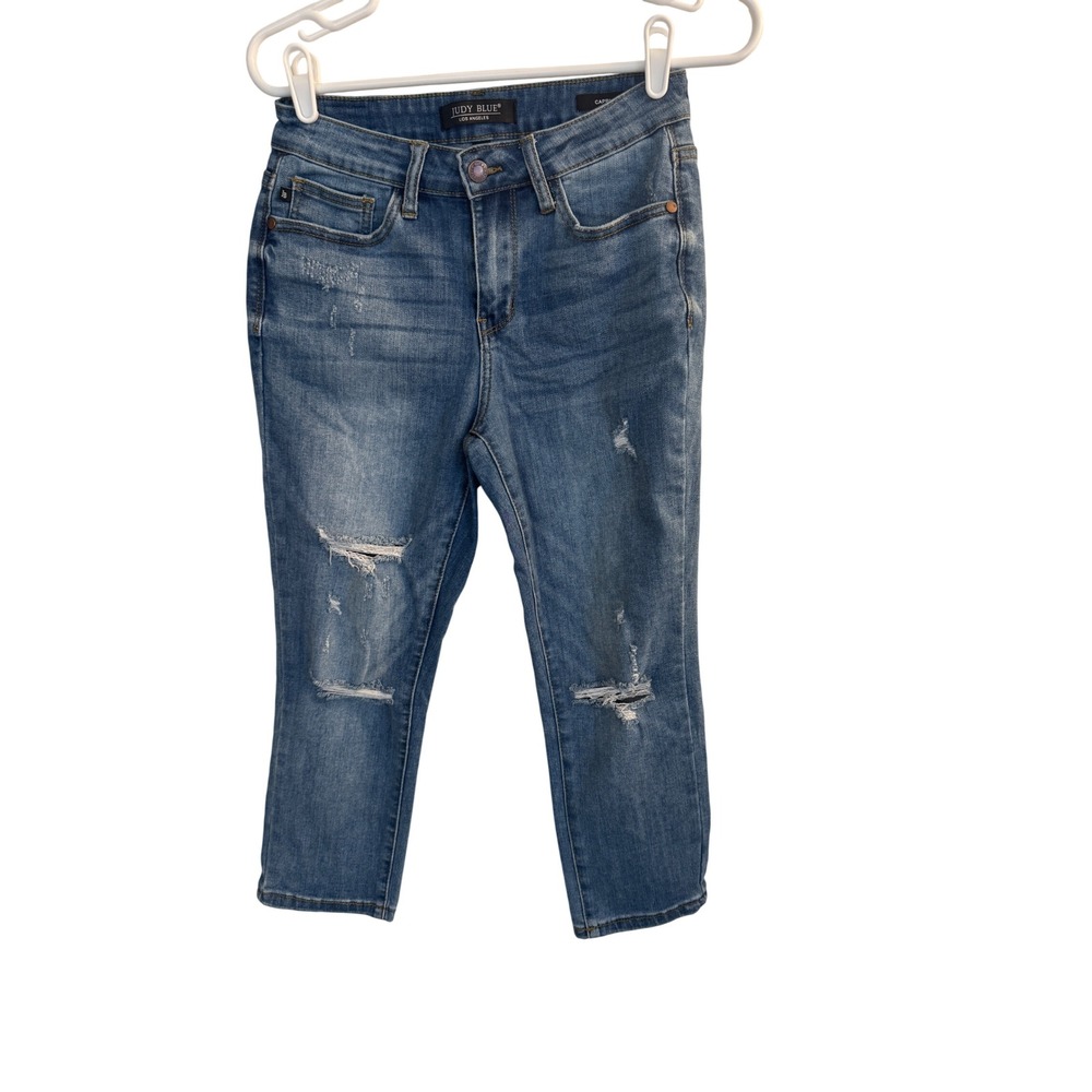 Judy Blue Jeans‎ Women's 27 Blue Los Angeles Distressed Capri Jeans